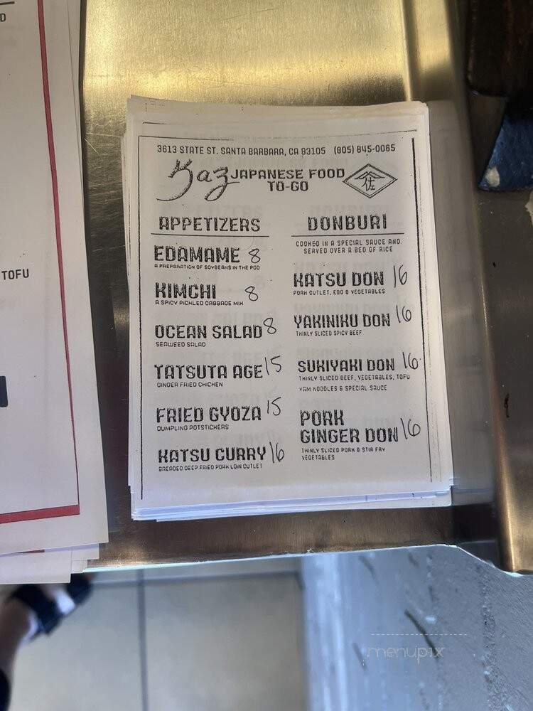 Kaz To-Go - Santa Barbara, CA menu_pic