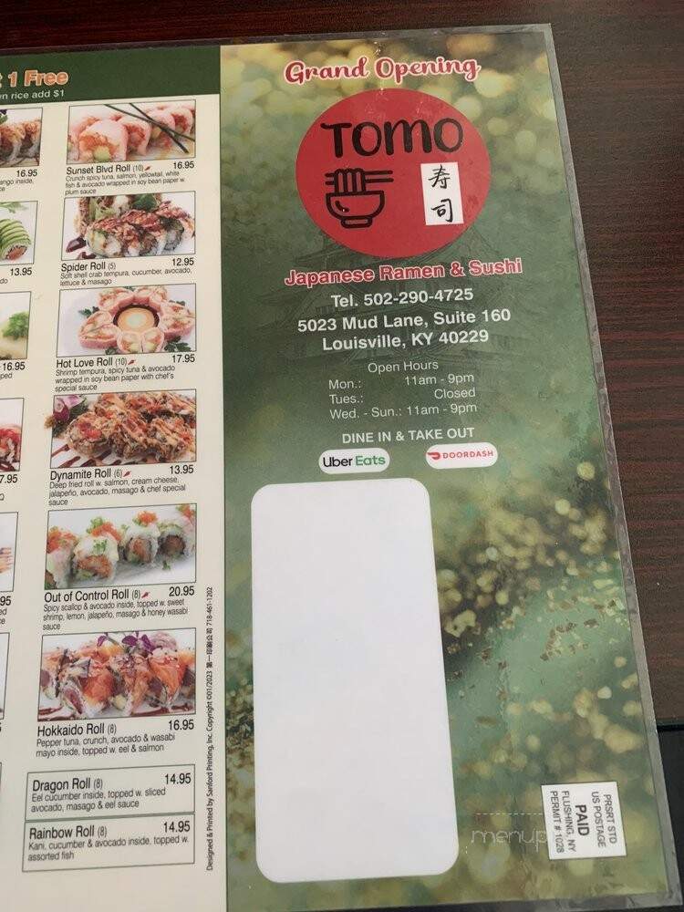 Tomo Japanese Ramen and Sushi - Louisville, KY menu_pic