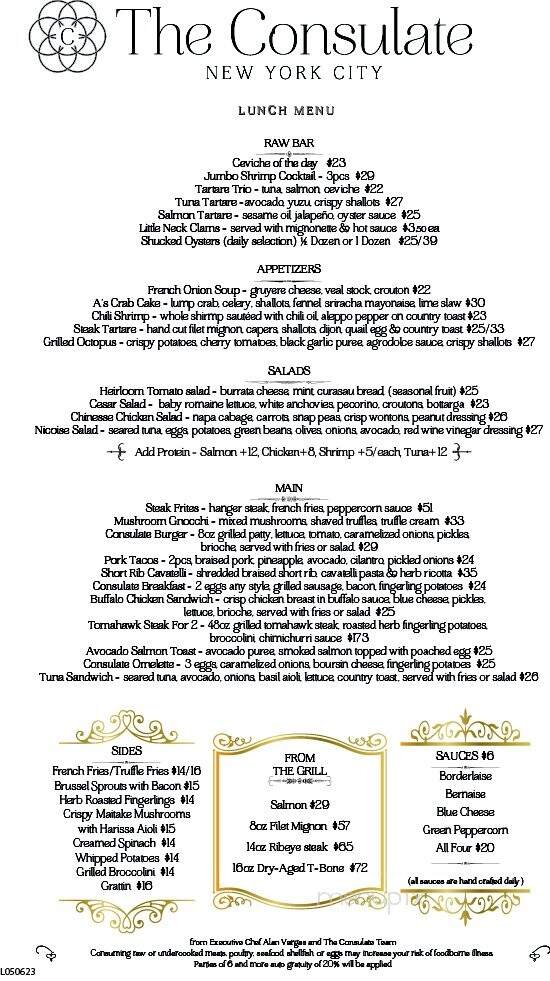 The Consulate - New York, NY menu_pic