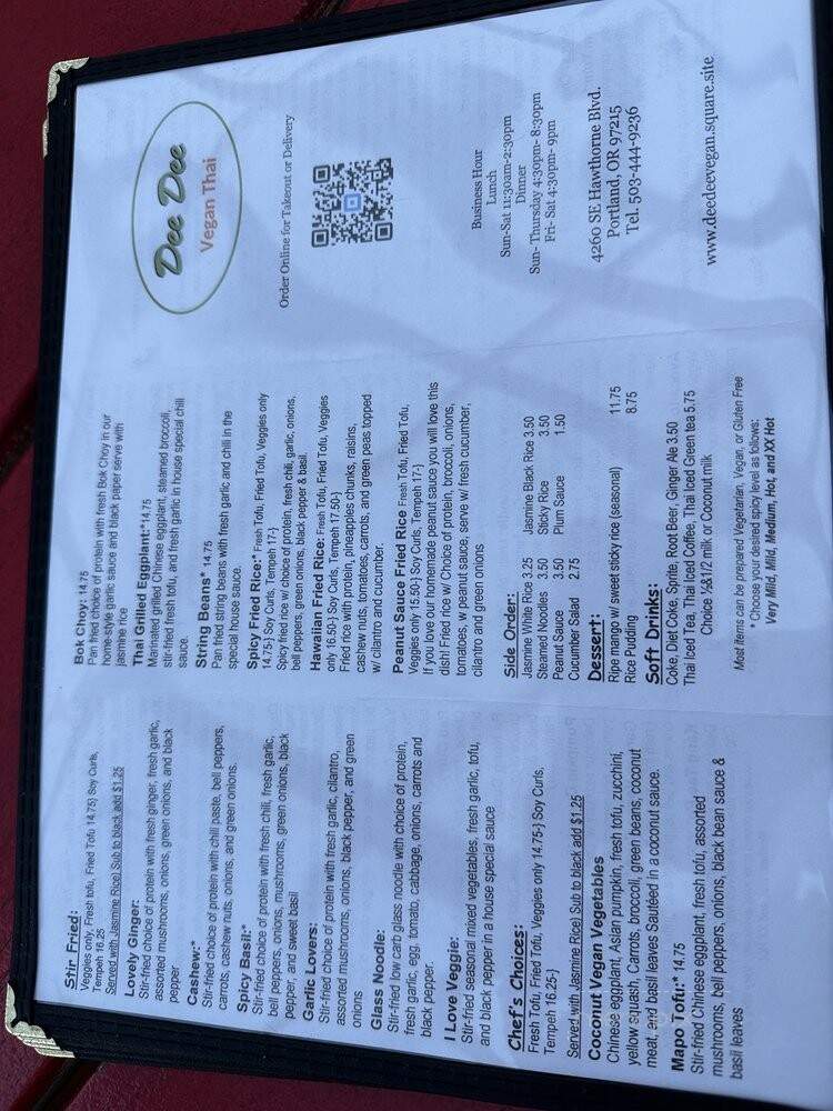 Ladda Thai House - Portland, OR menu_pic