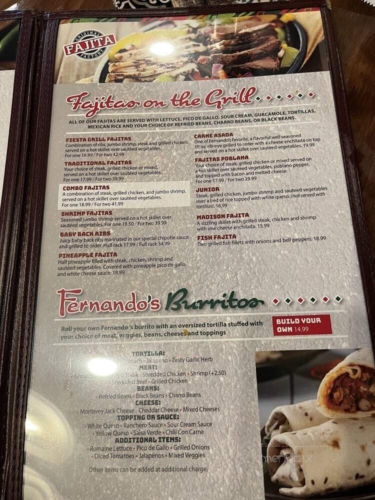 Fernando's Original Fajita Factory - Madison, MS menu_pic