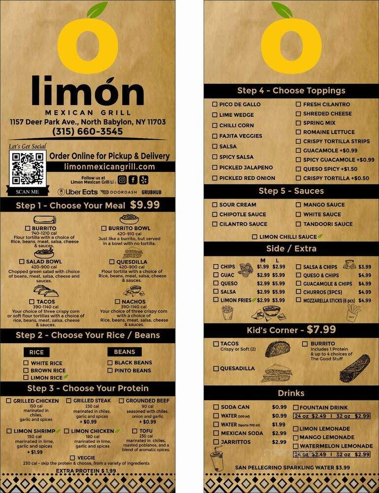 Limon Mexican Grill - North Babylon, NY menu_pic