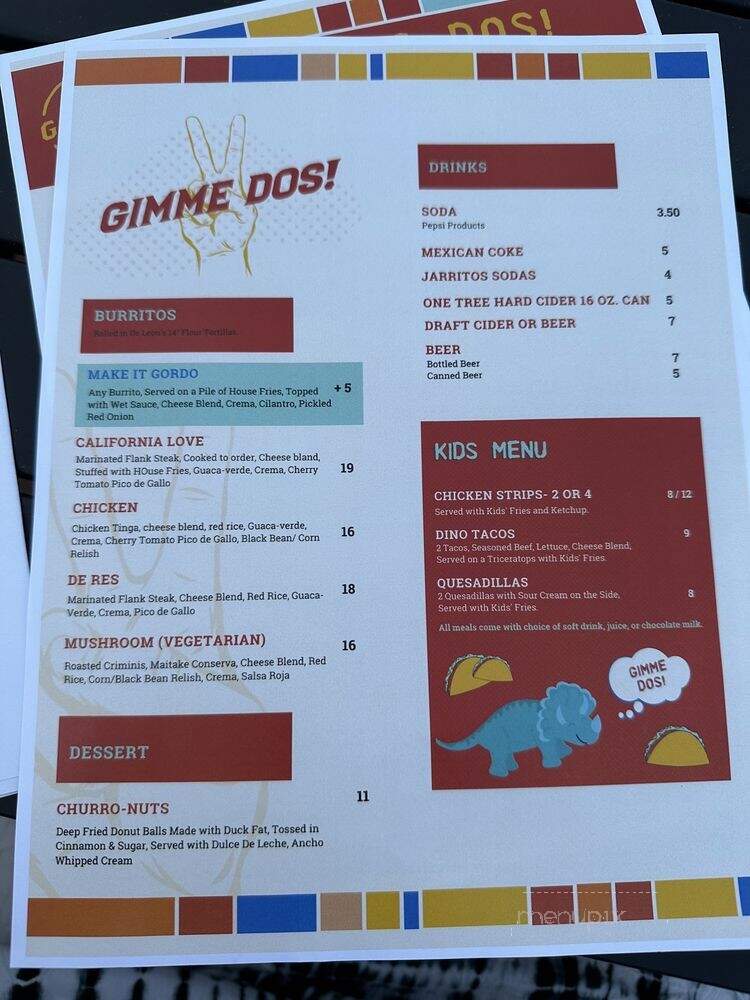 Dos Gordos Tacos & Tequila - Spokane, WA menu_pic