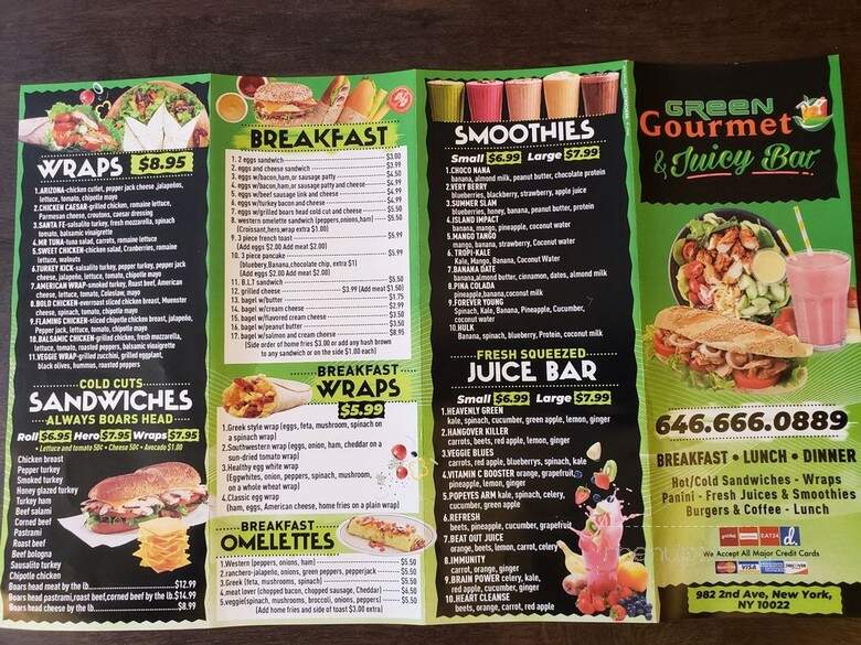 Green Gourmet & Juicy Bar - New York, NY menu_pic