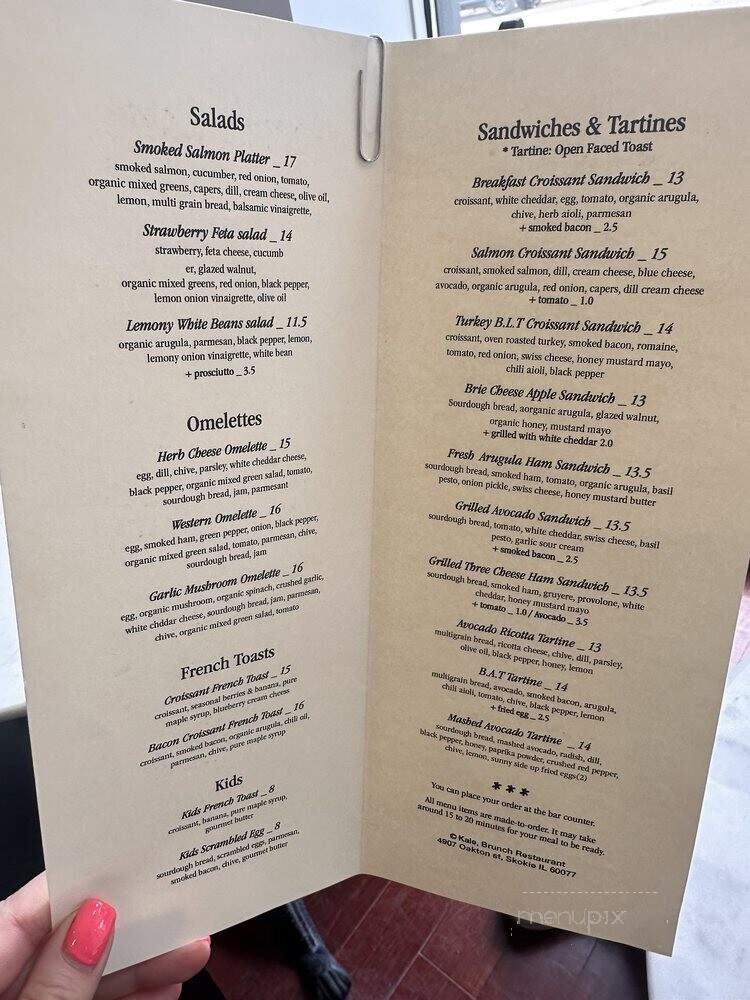 Atelier Kale - Skokie, IL menu_pic