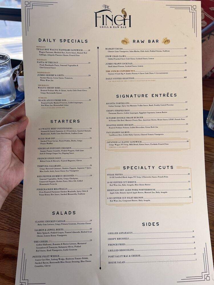 The Finch - Grand Prairie, TX menu_pic