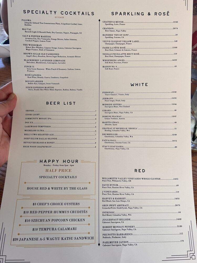 The Finch - Grand Prairie, TX menu_pic