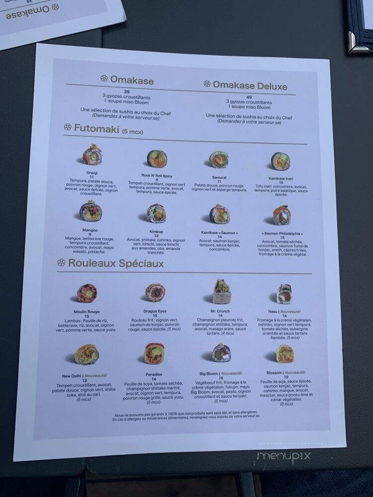 Bloom Sushi - Montreal, QC menu_pic