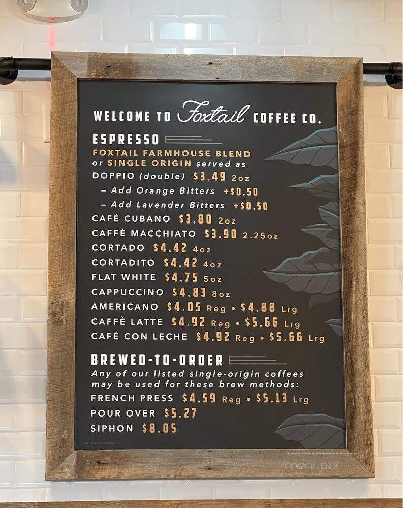 Foxtail Coffee Co. - Jacksonville, FL menu_pic