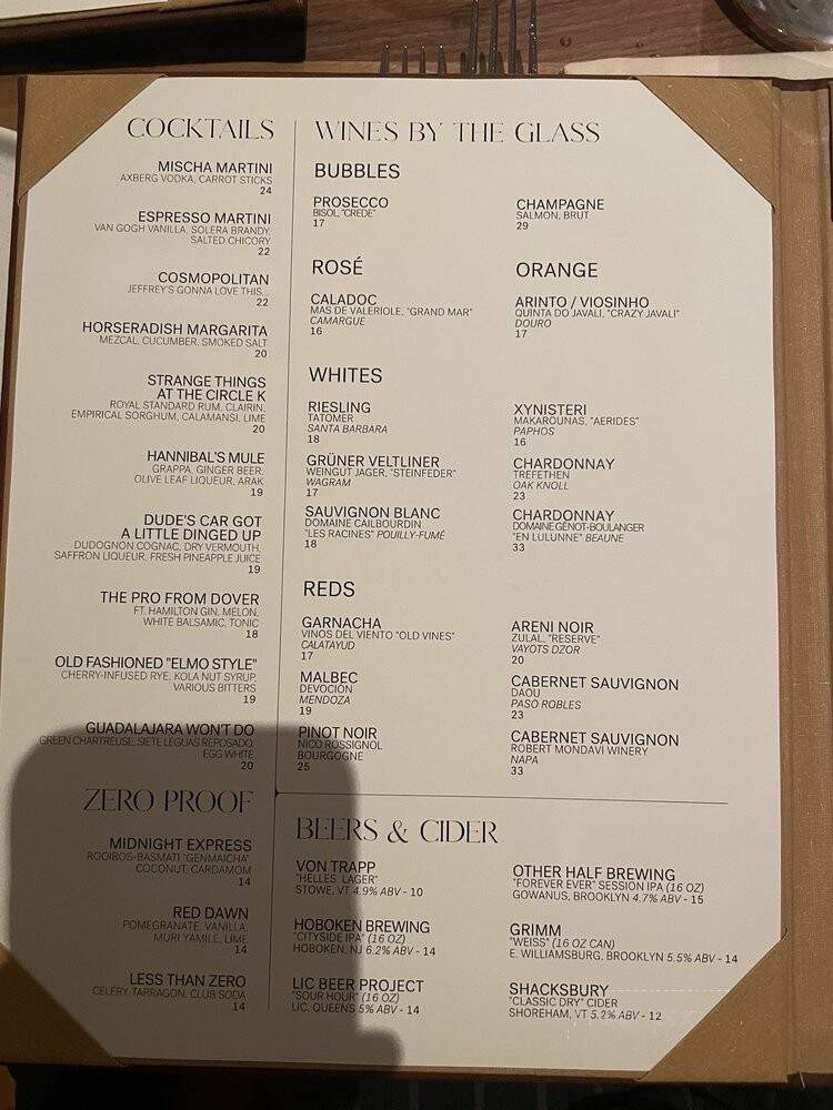 Mischa - New York, NY menu_pic