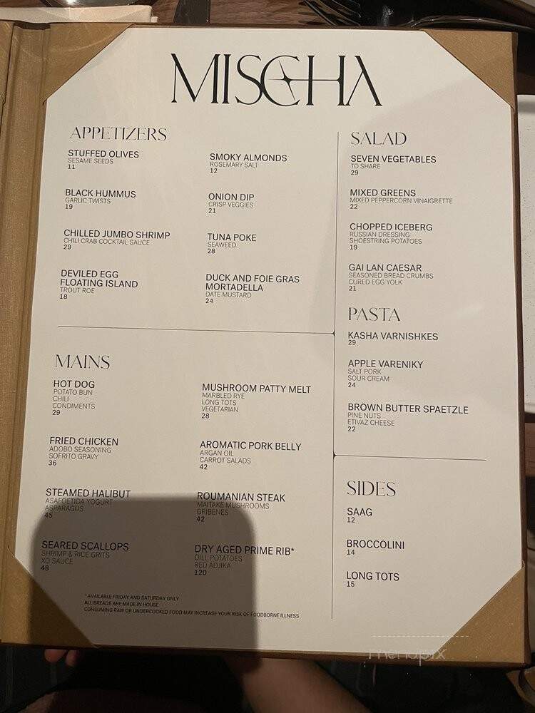 Mischa - New York, NY menu_pic