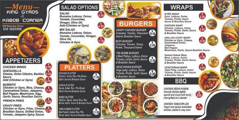Kings Gyro & Kabob Corner - Chico, CA menu_pic
