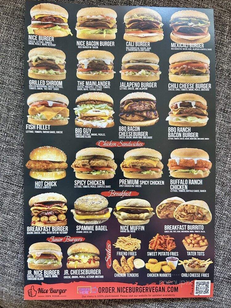 Nice Burger 100% Vegan - Mission Viejo, CA menu_pic