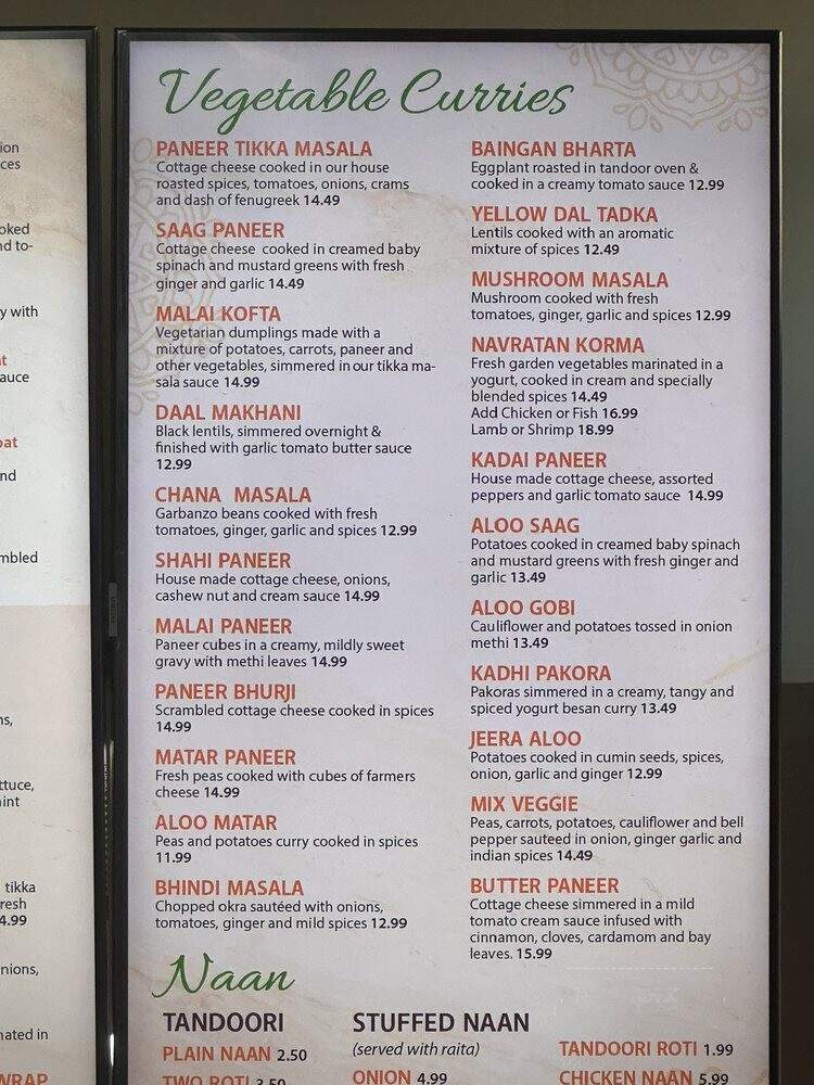 Chaat Bistro - Sacramento, CA menu_pic