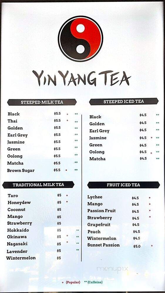 Yin Yang Tea - Chino, CA menu_pic