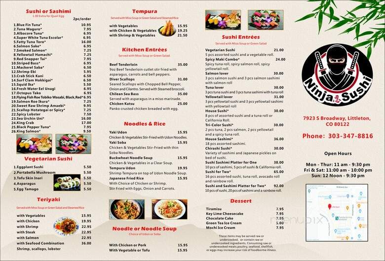 Ninja Sushi - Littleton, CO menu_pic