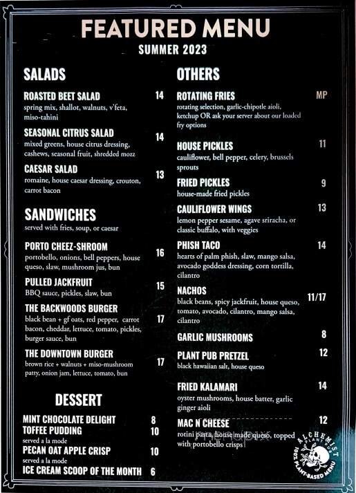 Alchemist Plant Pub - Boise, ID menu_pic