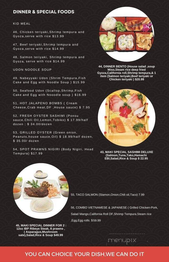 Maki Japanese & Vietnamese Cuisine - Chico, CA menu_pic