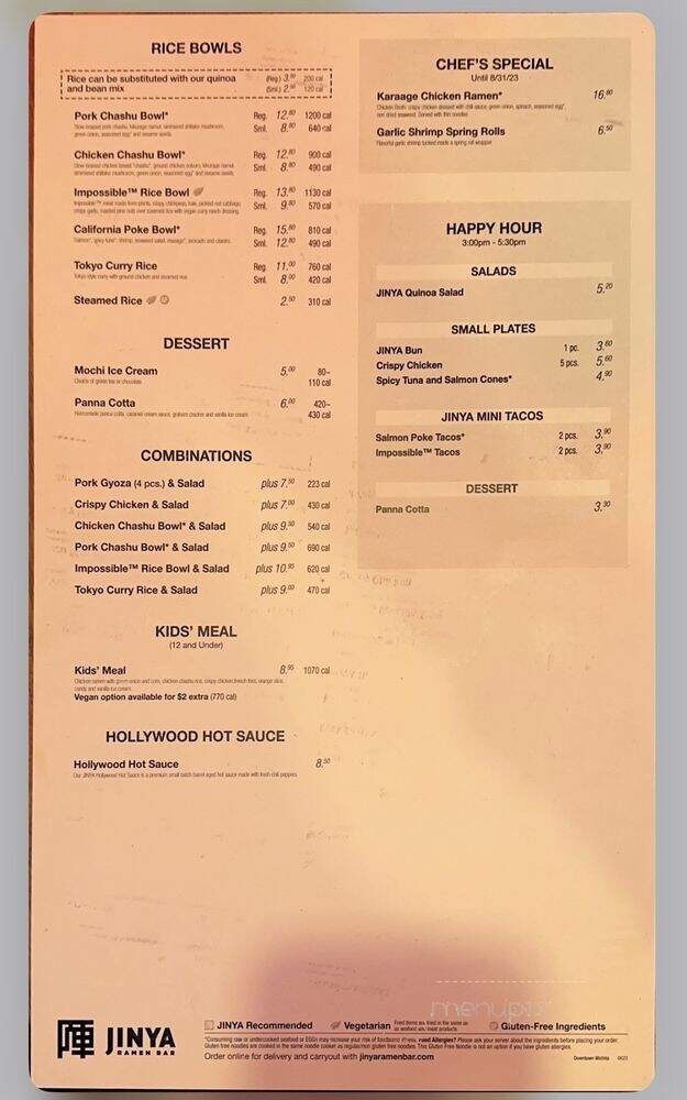 JINYA Ramen Bar - Wichita, KS menu_pic