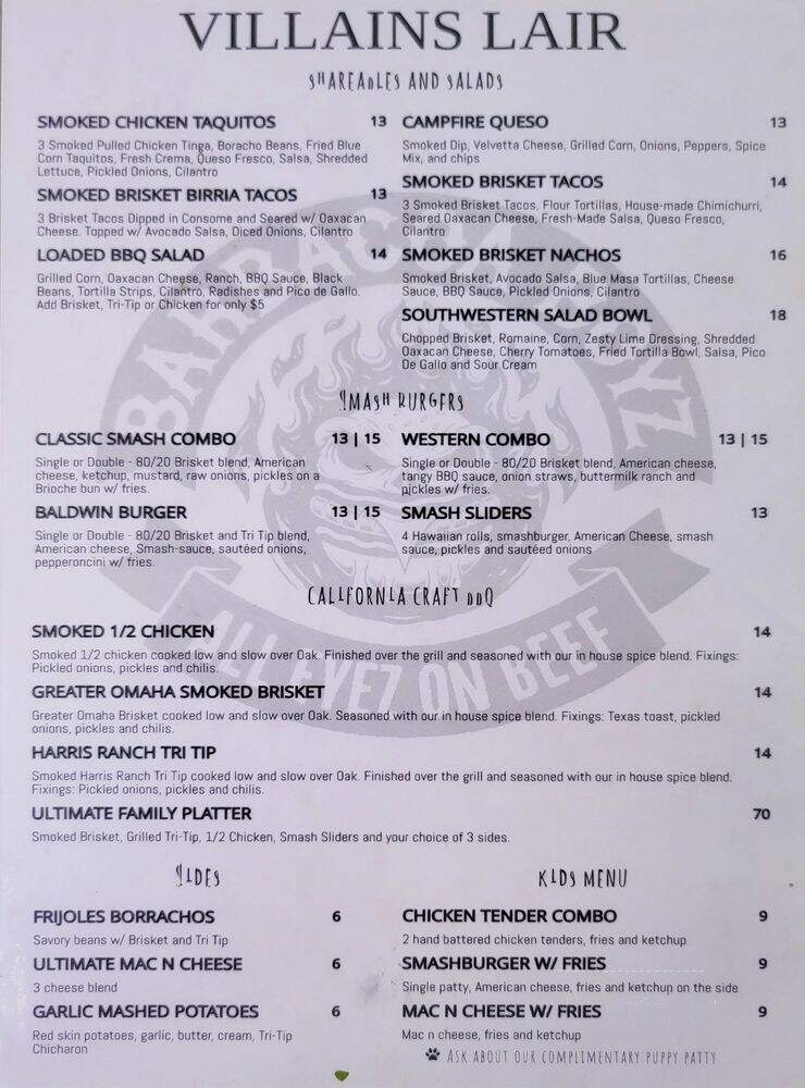 Villains Brewing Company - Anaheim, CA menu_pic