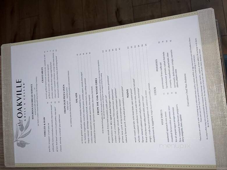 The Oakville Grill & Cellar - Chicago, IL menu_pic