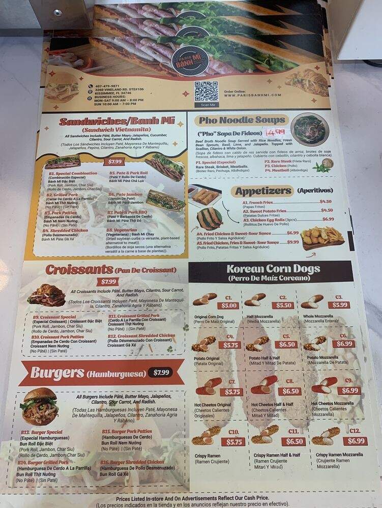 Paris Banh Mi - Kissimmee, FL menu_pic