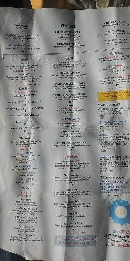 Sea Thai - Omaha, NE menu_pic