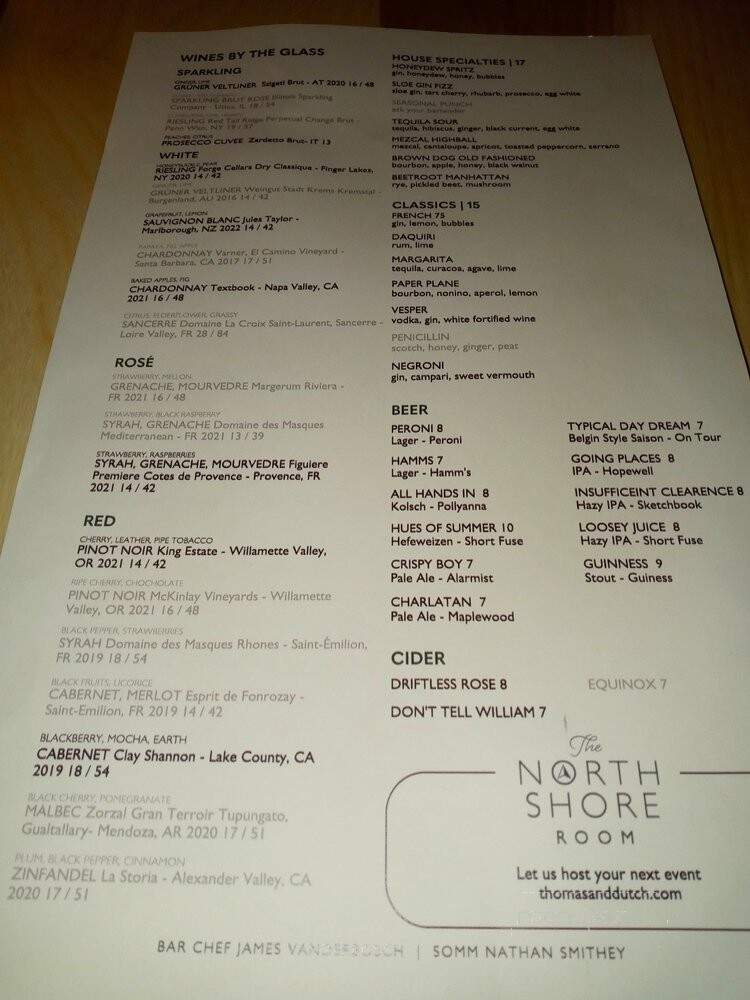 Thomas & Dutch - Evanston, IL menu_pic