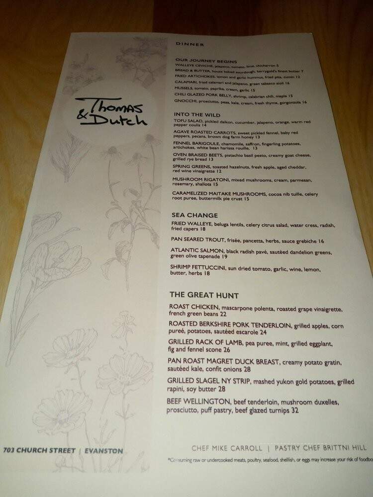 Thomas & Dutch - Evanston, IL menu_pic