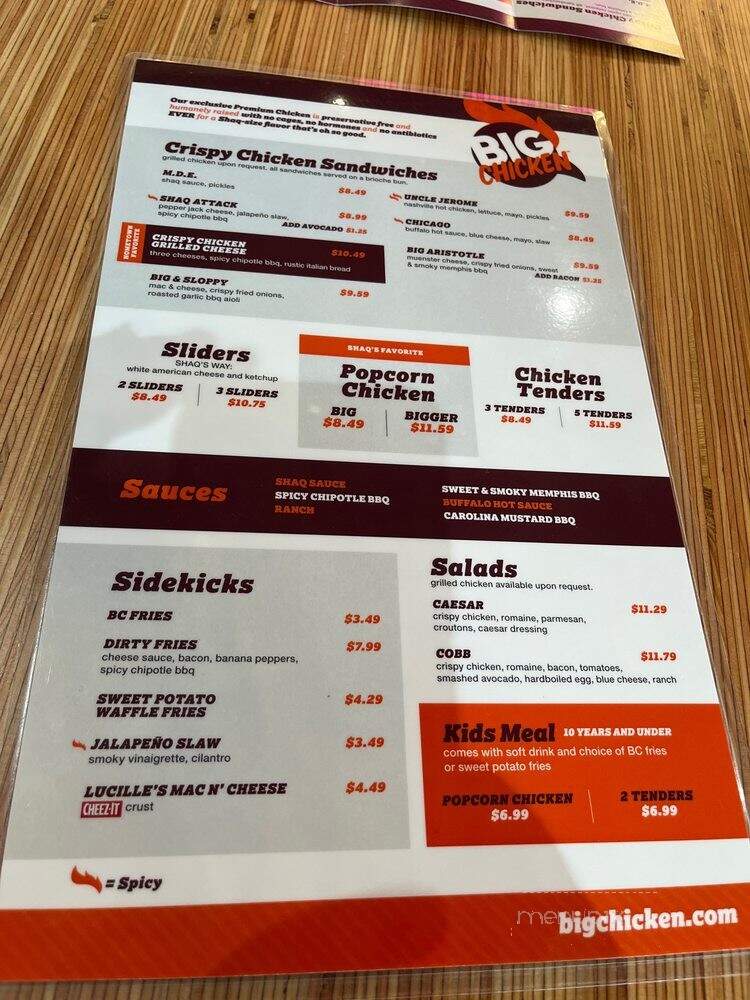 Big Chicken - Houston, TX menu_pic