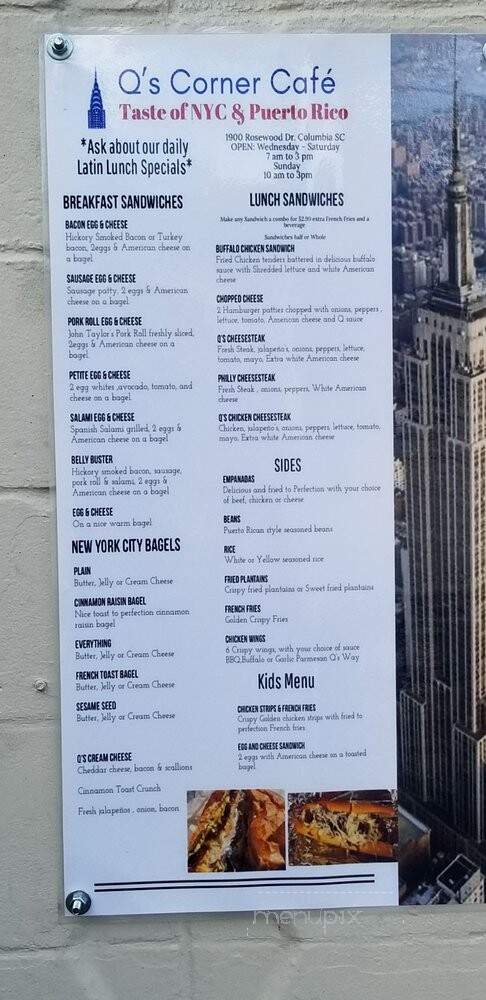 Q's Corner Cafe - Columbia, SC menu_pic
