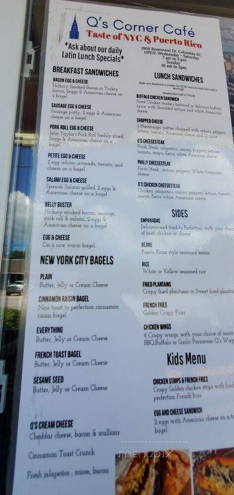 Q's Corner Cafe - Columbia, SC menu_pic