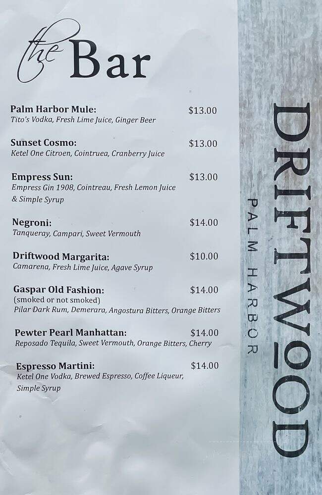 Driftwood Palm Harbor - Palm Harbor, FL menu_pic