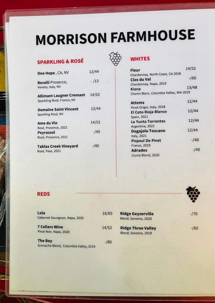 Morrison Farmhouse - Morrison, CO menu_pic