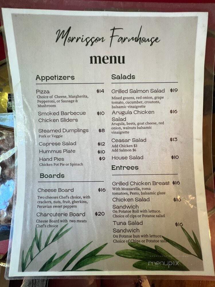 Morrison Farmhouse - Morrison, CO menu_pic