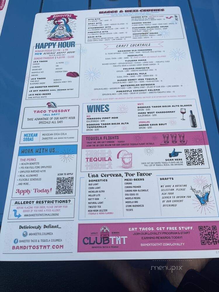 Banditos Tacos & Tequila Columbia - Columbia, MD menu_pic