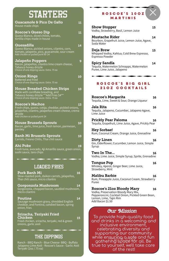 Roscoe's Bar & Burgers - Sacramento, CA menu_pic