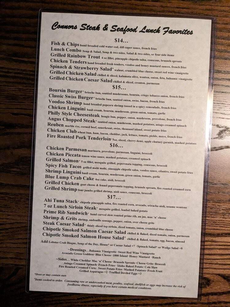 Connor's Steak and Seafood - Louisville, KY menu_pic