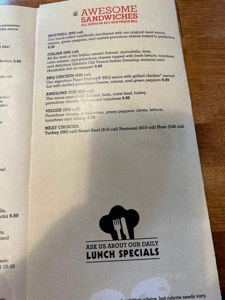 Pizza Factory - Clovis, CA menu_pic
