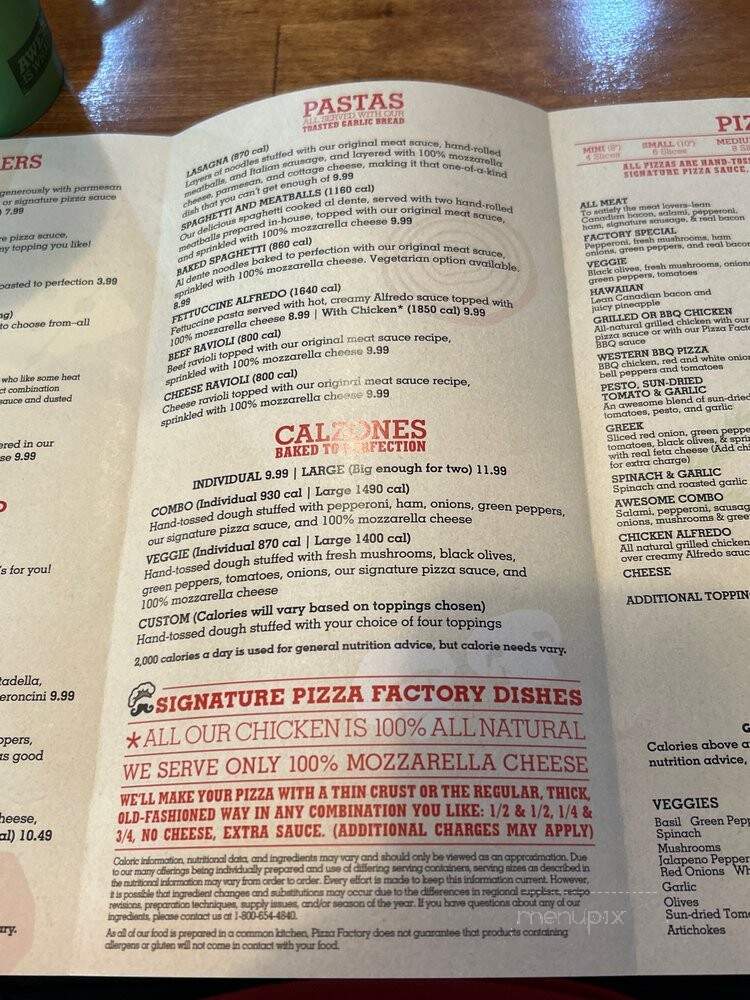 Pizza Factory - Clovis, CA menu_pic