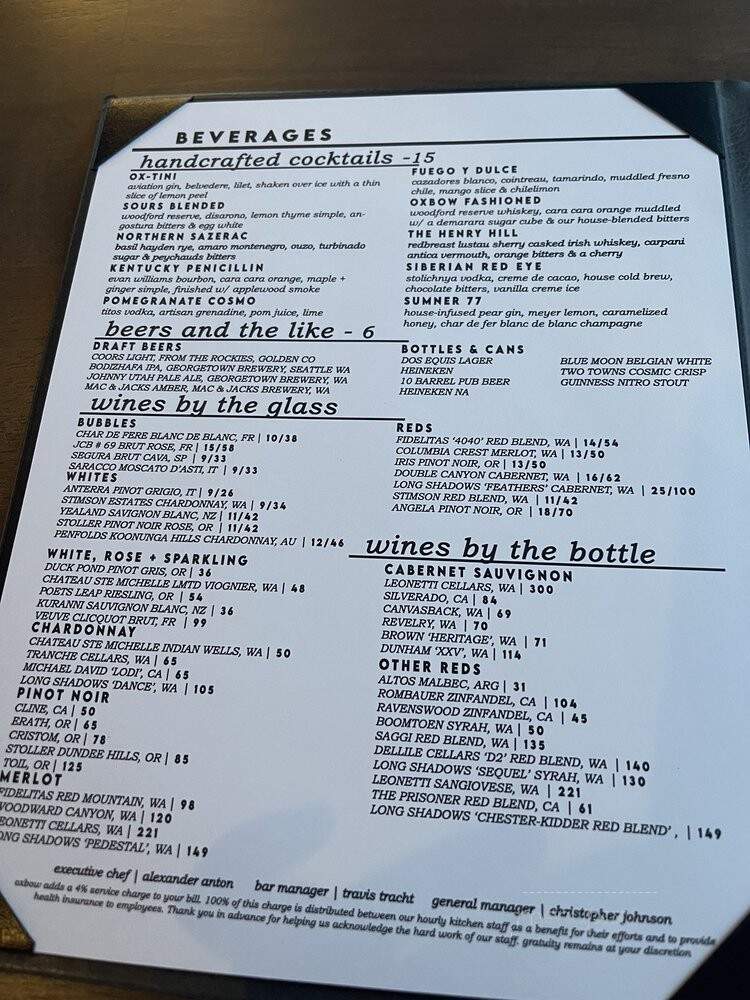 Oxbow Urban Kitchen - Sumner, WA menu_pic