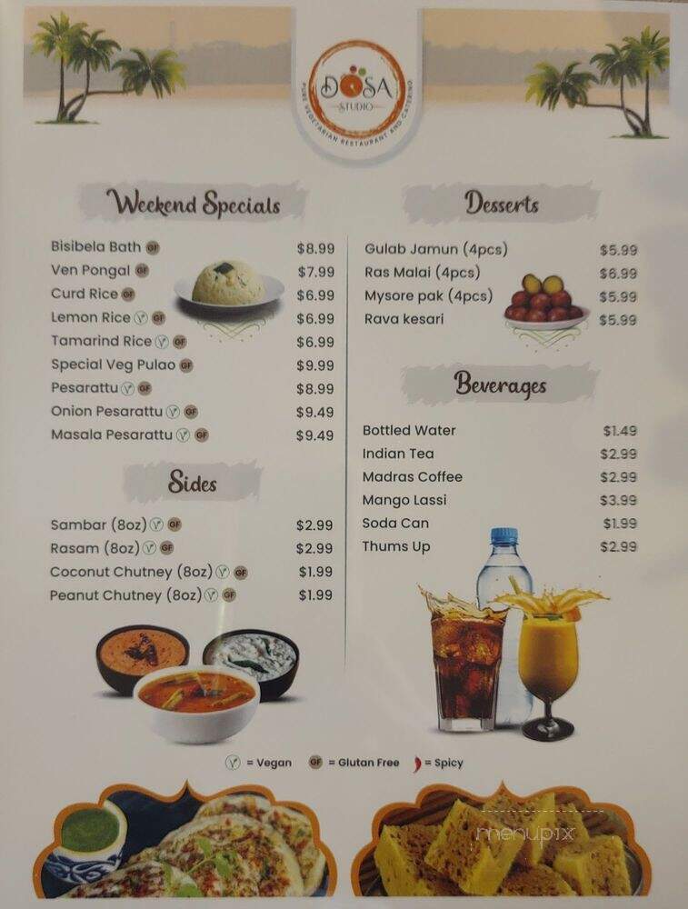 Dosa Studio Pure Vegetarian Restaurant & Catering - San Diego, CA menu_pic