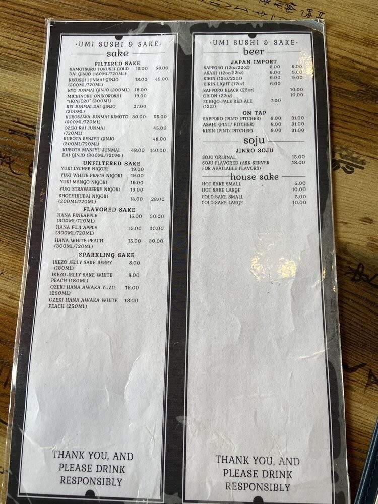 Umi Sushi & Sake - Paso Robles, CA menu_pic