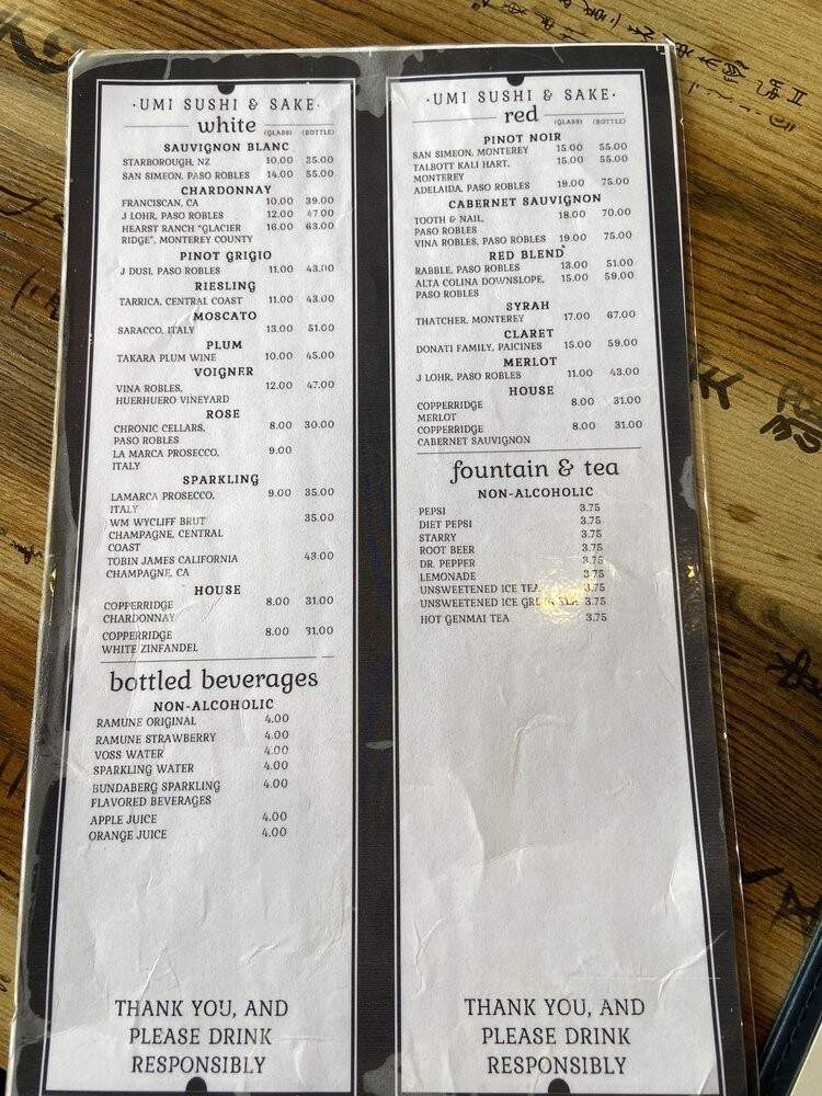 Umi Sushi & Sake - Paso Robles, CA menu_pic