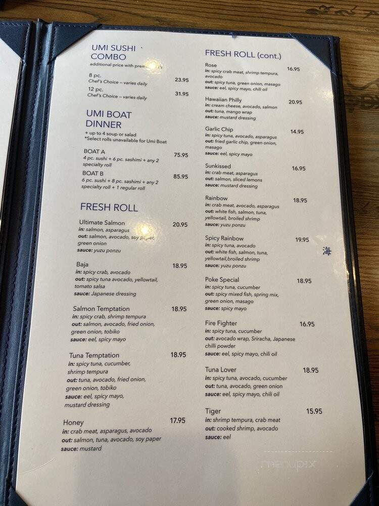 Umi Sushi & Sake - Paso Robles, CA menu_pic
