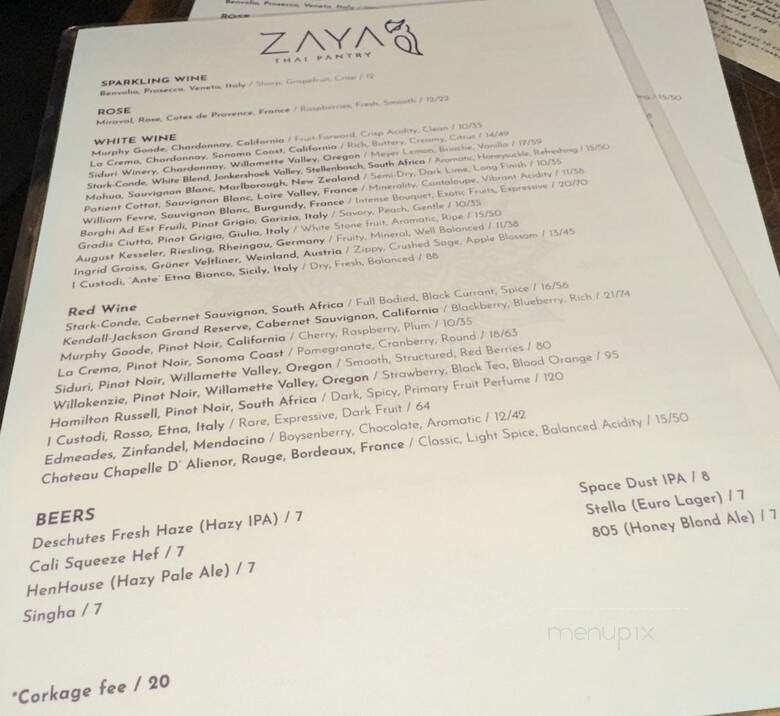 Zaya Thai Pantry - Danville, CA menu_pic