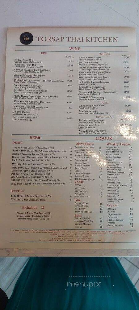 Torsap Thai Kitchen - Carlsbad, CA menu_pic