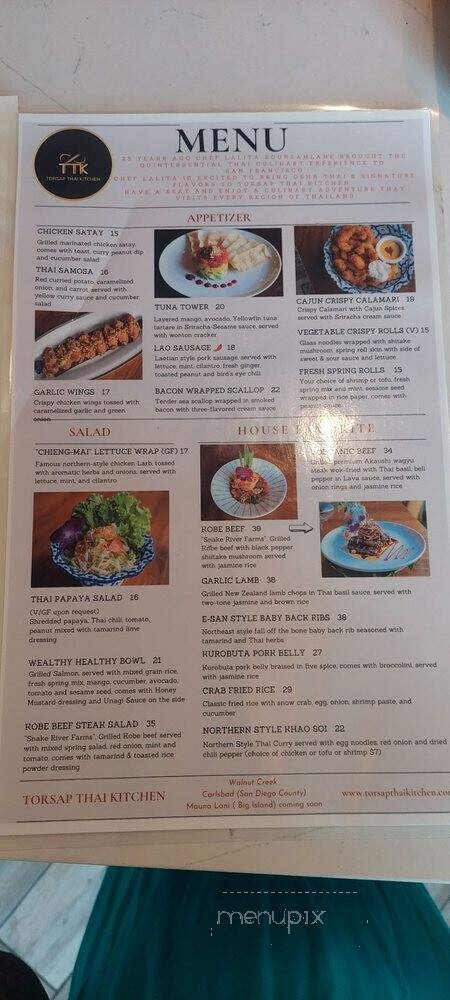 Torsap Thai Kitchen - Carlsbad, CA menu_pic