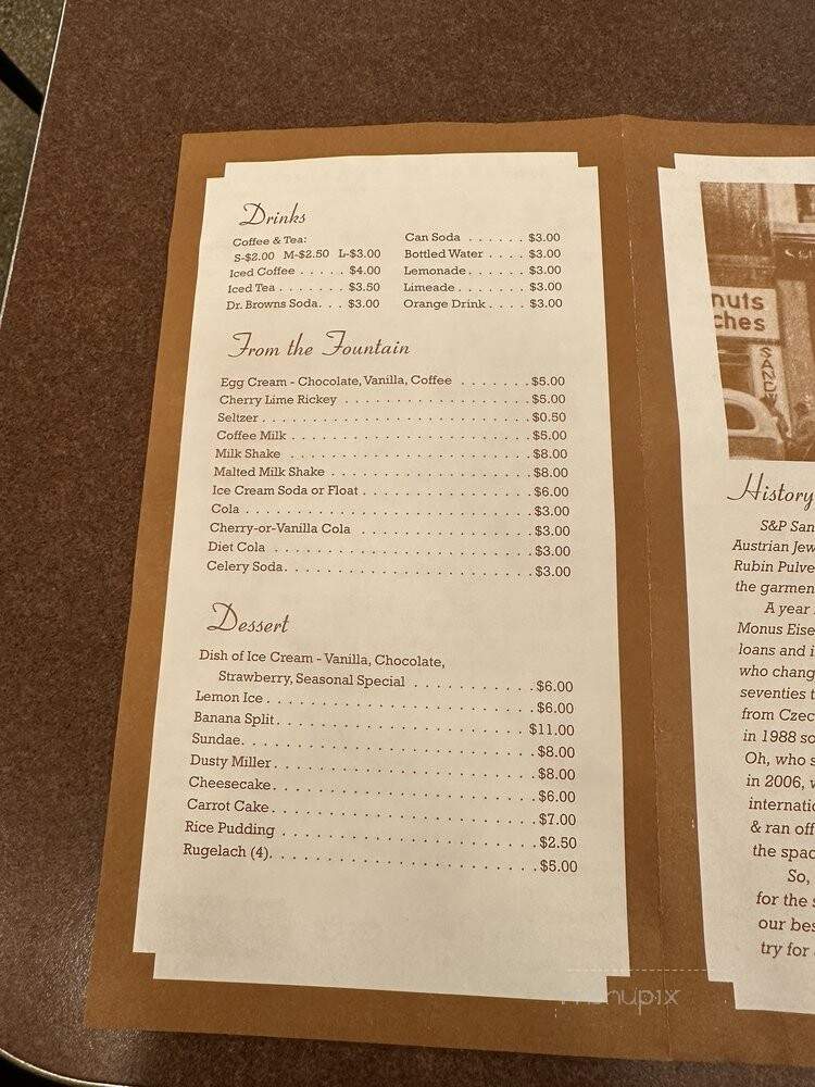 S&P - New York, NY menu_pic