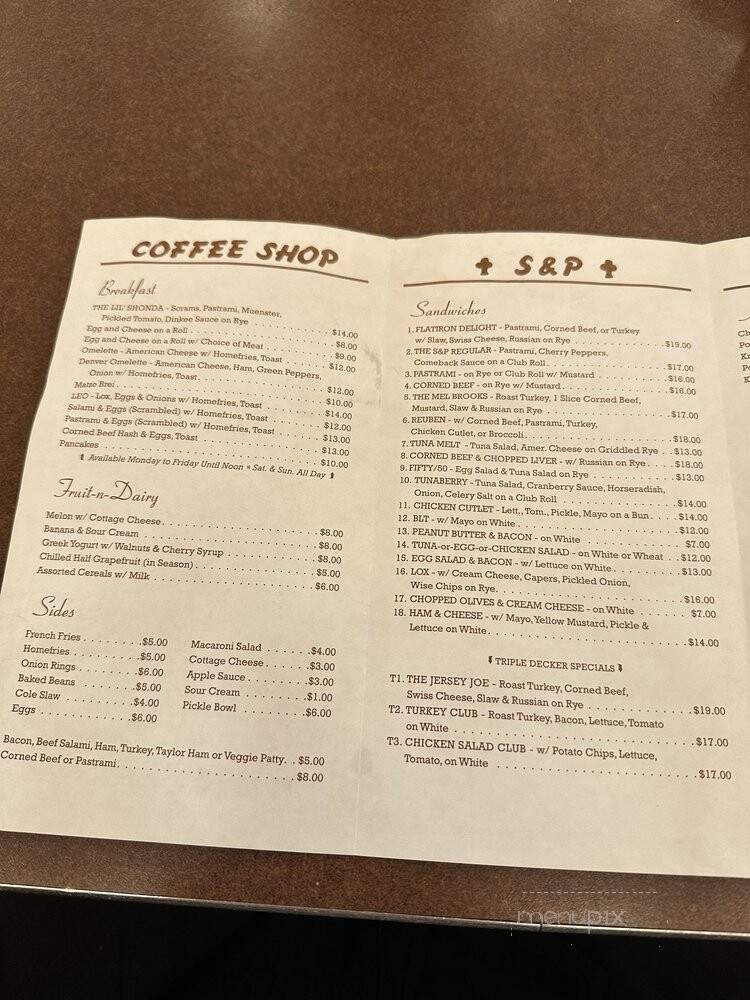 S&P - New York, NY menu_pic